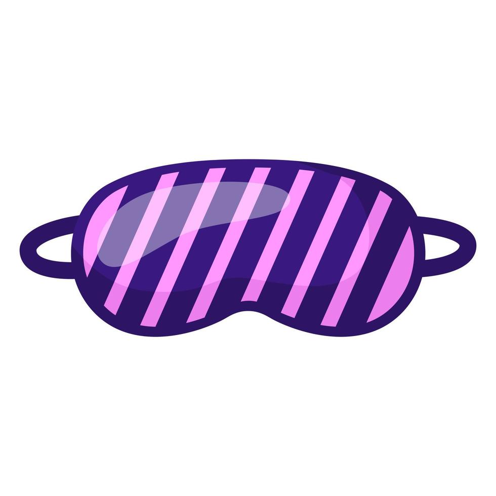 Sleep mask purple with pink strip on white background. Face mask for sleeping human isolated in flat style vector