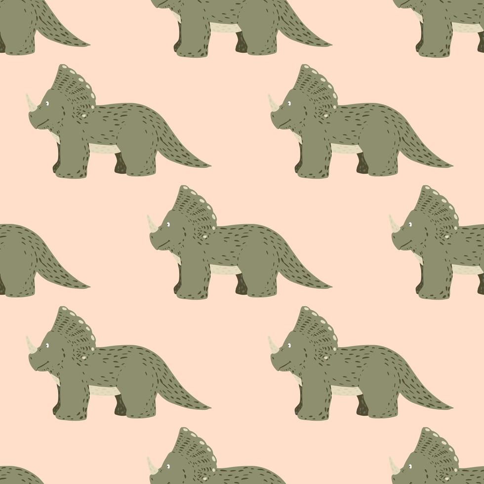 Triceratops seamless pattern. Children dino background. vector