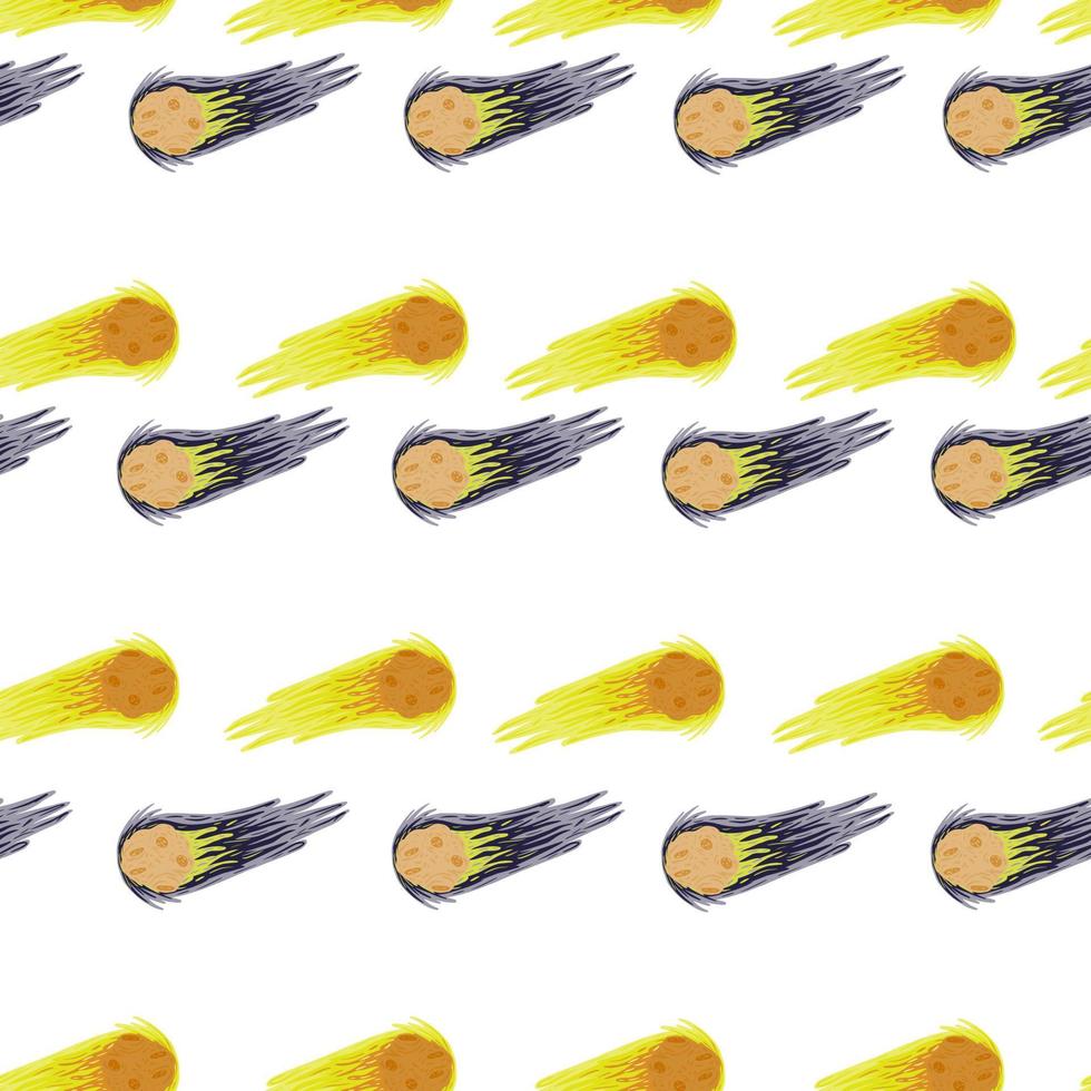 Meteor shower seamless pattern. Hand drawn comets fly background. vector