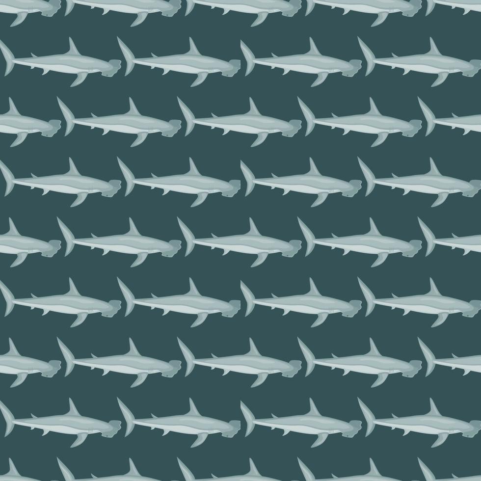 patrón sin fisuras de tiburón martillo en estilo escandinavo. fondo de animales marinos. ilustración vectorial para niños textil divertido. vector