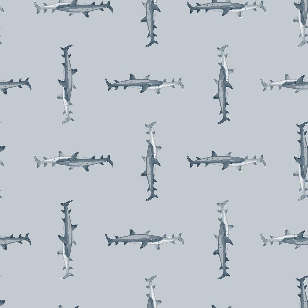 Reef shark seamless pattern in scandinavian style. Marine animals background. Vector illustration for children funny textile.