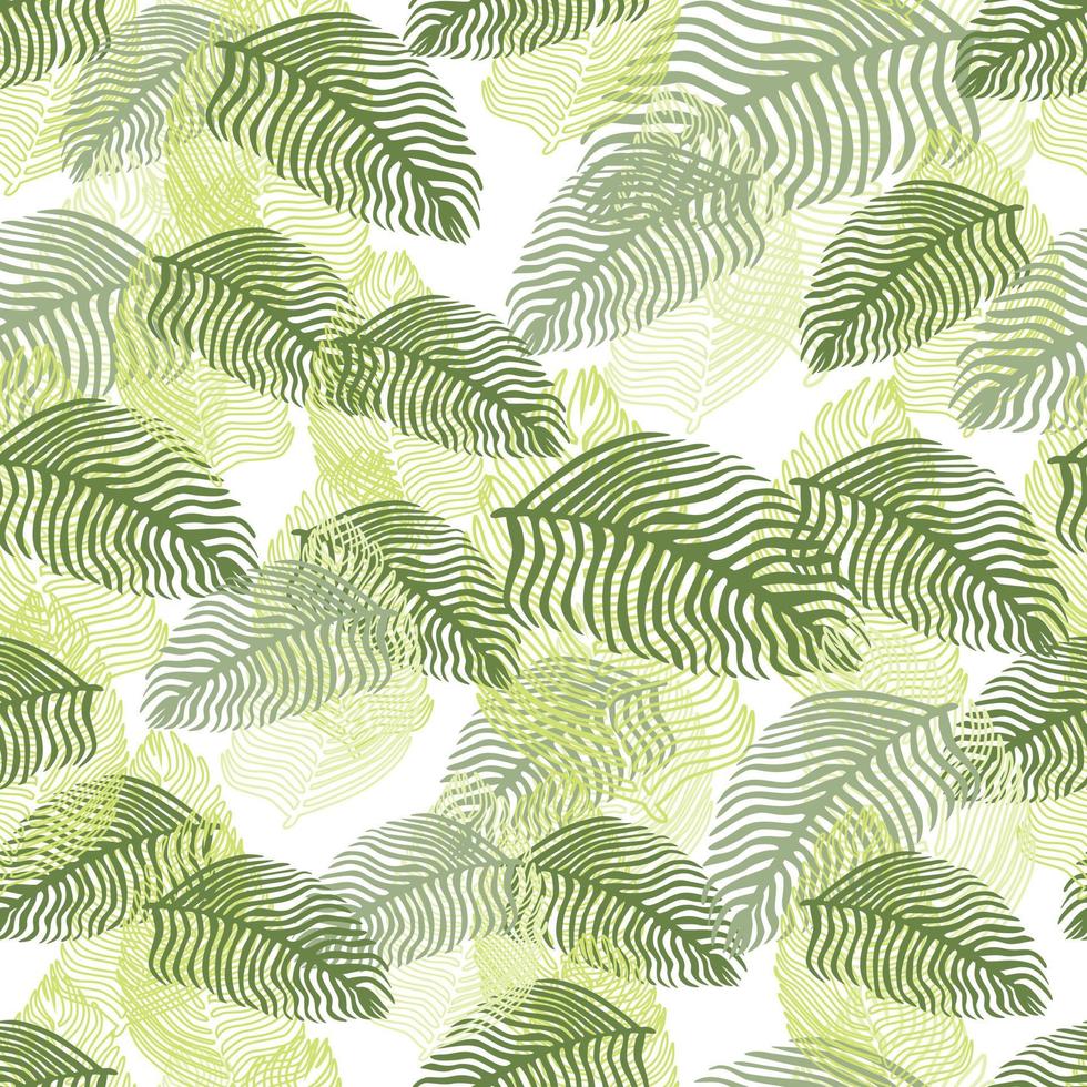 patrón abstracto sin costuras de hoja de palma con estampado de follaje dibujado a mano. fondo de selva simple. ilustración vectorial para estampados textiles de temporada. vector