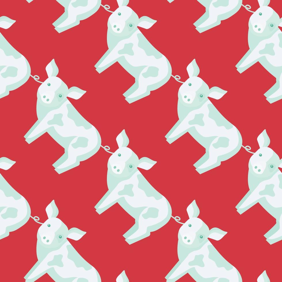 Seamless pattern of pig. Domestic animals on colorful background. Vector illustration for textile.