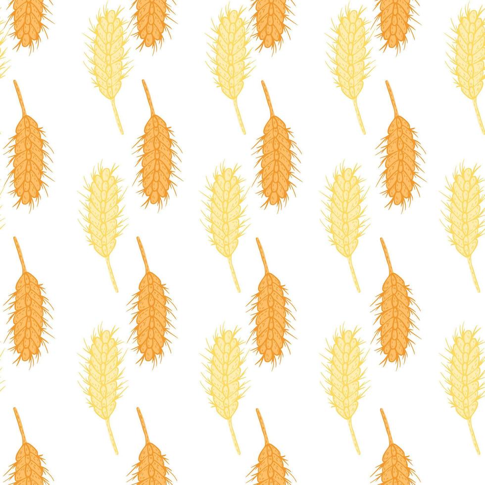 Wheat seamless pattern. Cereal crop sketch. vector