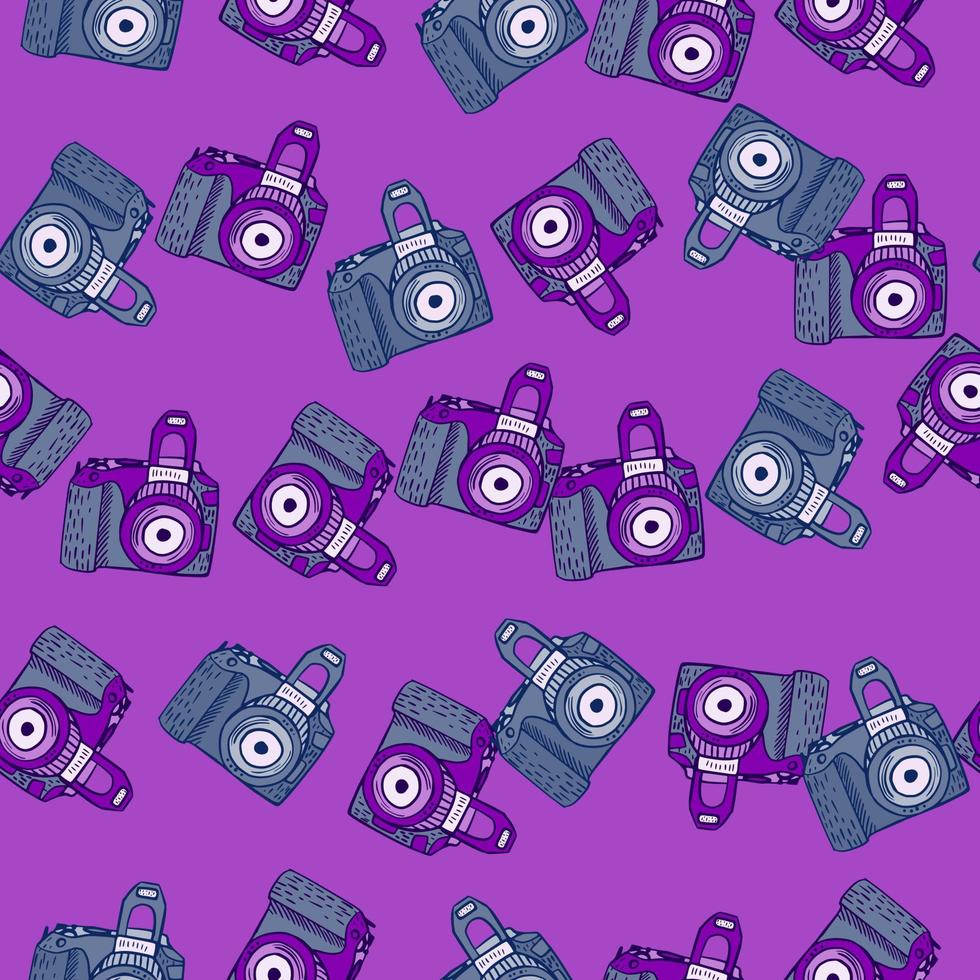 Photo camera vintage seamless pattern. Retro photo cameras design. vector