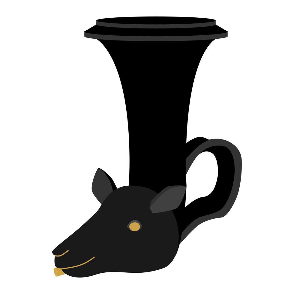 Ancient Greece clay rhyton wine cup. Antiquity drinking rhyton cup with patterns. Used in the Greek feast flat isolated on white background. vector