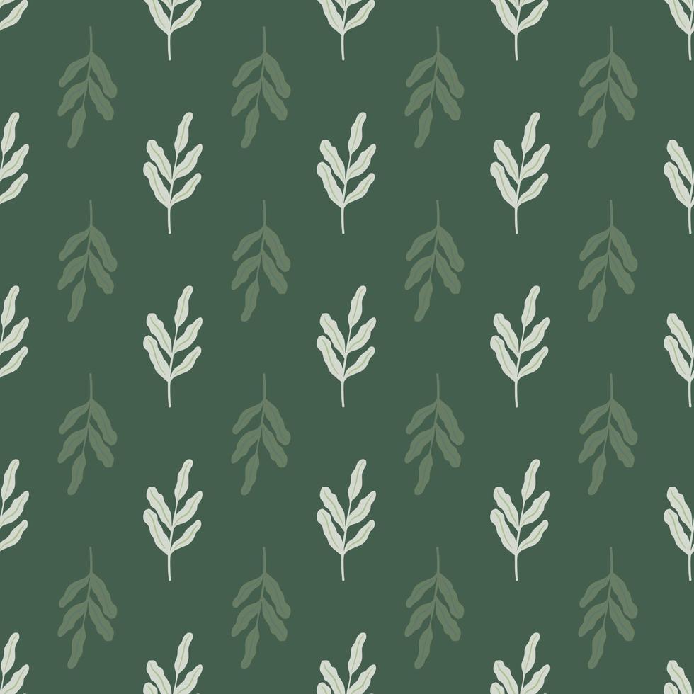 Scrapbook floral seamless pattern with foliage abstract doodle print. Green olive background. vector