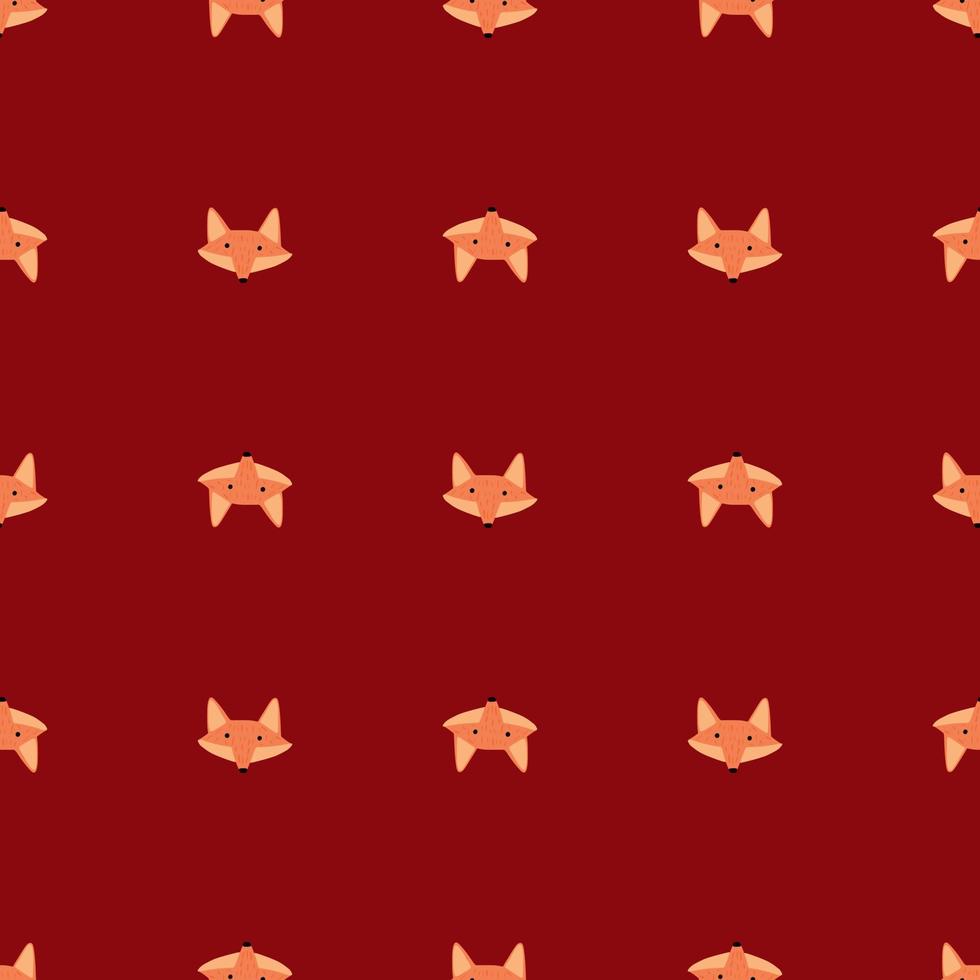 Fox pattern seamless in freehand style. Head animals on colorful background. Vector illustration for textile.