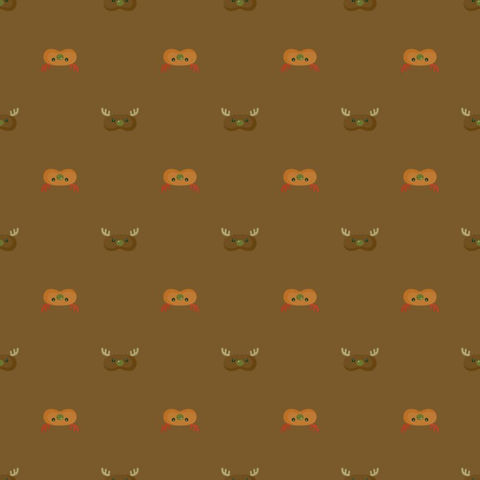 Head deer brown and orange color geometric seamless pattern on brown background. Children graphic design element for different purposes. vector