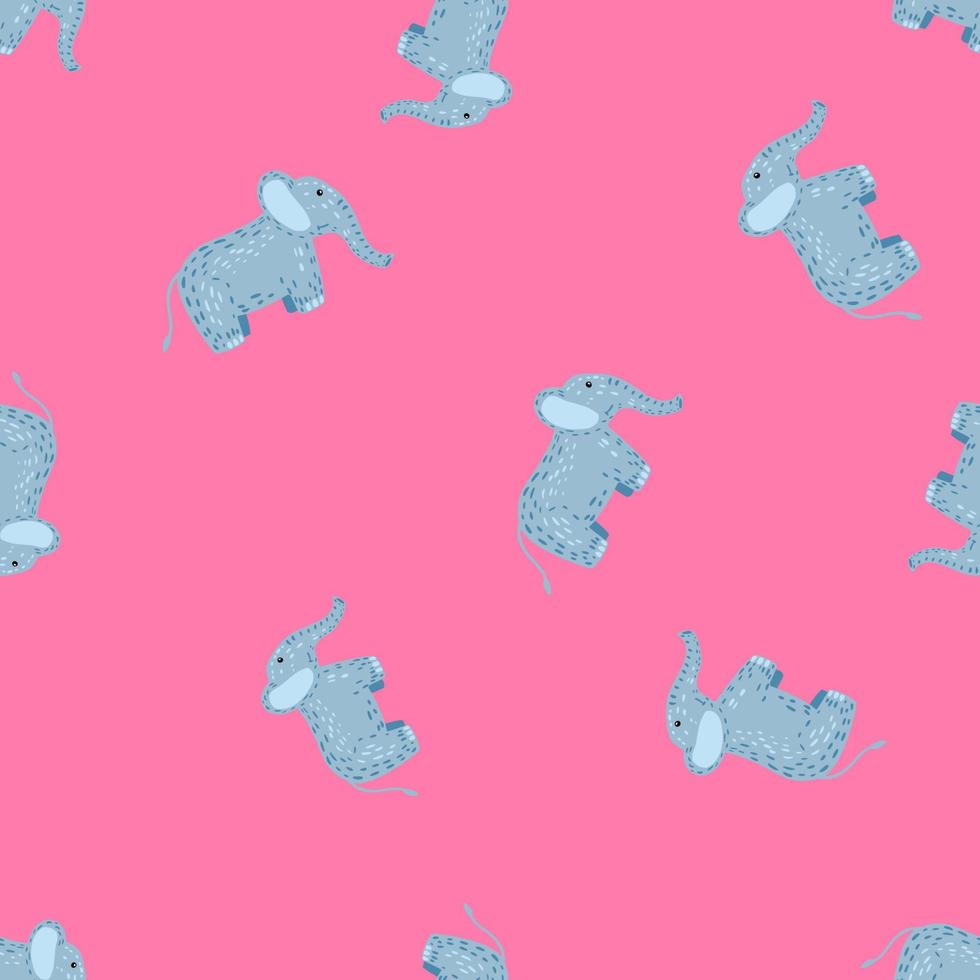 Elephant cute seamless pattern. Background with kids toy. vector