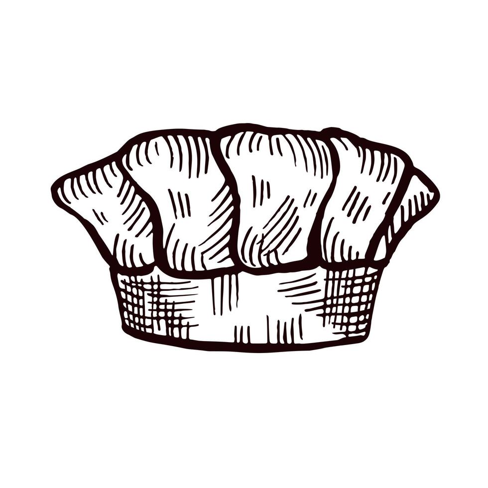 Chef hat sketch isolated. Kitchen traditional element for cook in hand drawn style. vector