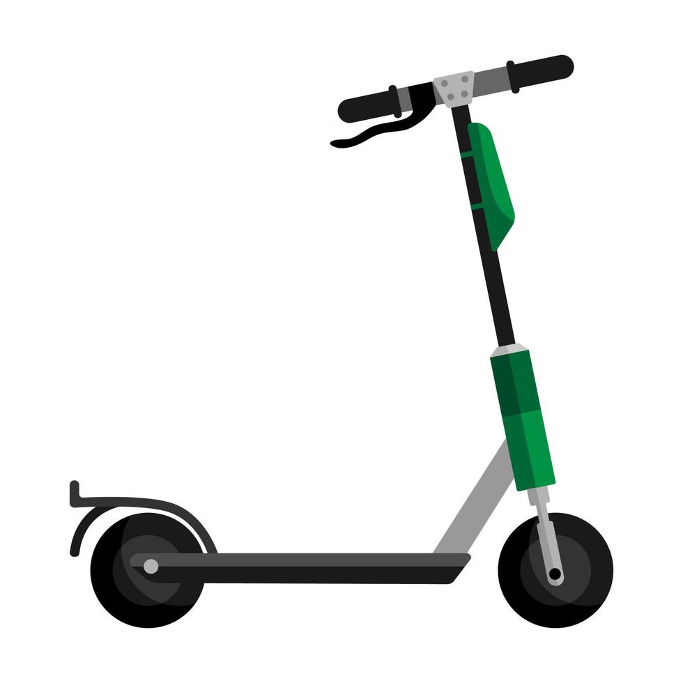 scooter verde eléctrico aislado sobre fondo blanco. transporte de scooter eléctrico en estilo plano. transporte ecológico para el estilo de vida de la ciudad. vector