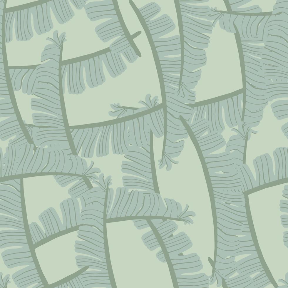 Pastel tones random seamless botanic tropical pattern with fern leaf print. Blue pale palette nature artwork. vector