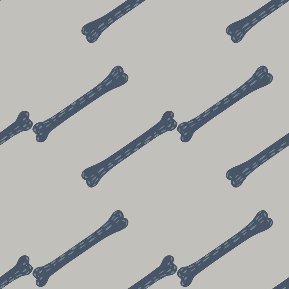 Spooky seamless pattern in minimalistic style with simple bones shapes. Light blue background. vector