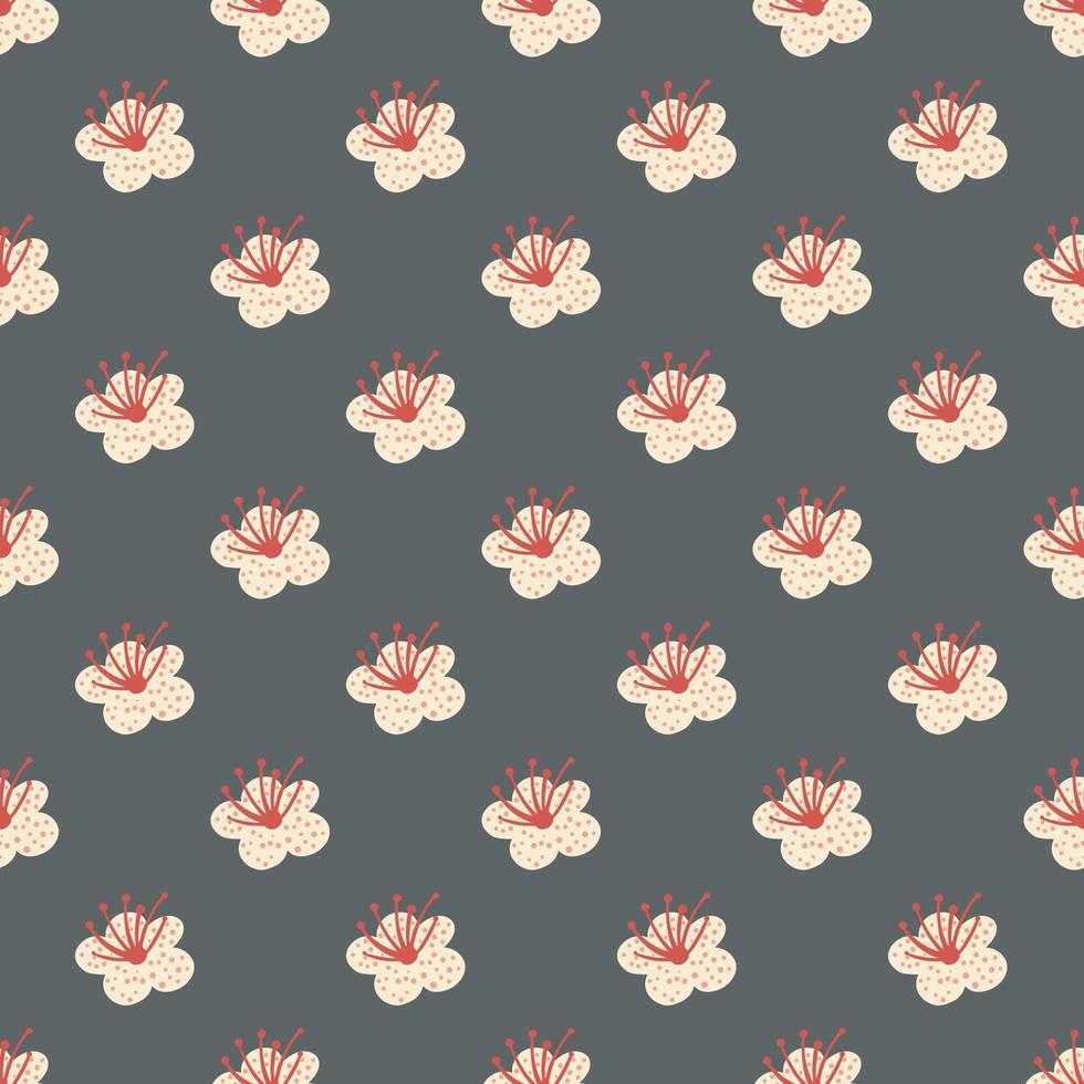 plantas de primavera de patrones sin fisuras sobre fondo gris. plantilla floral vectorial en estilo garabato con flores. vector