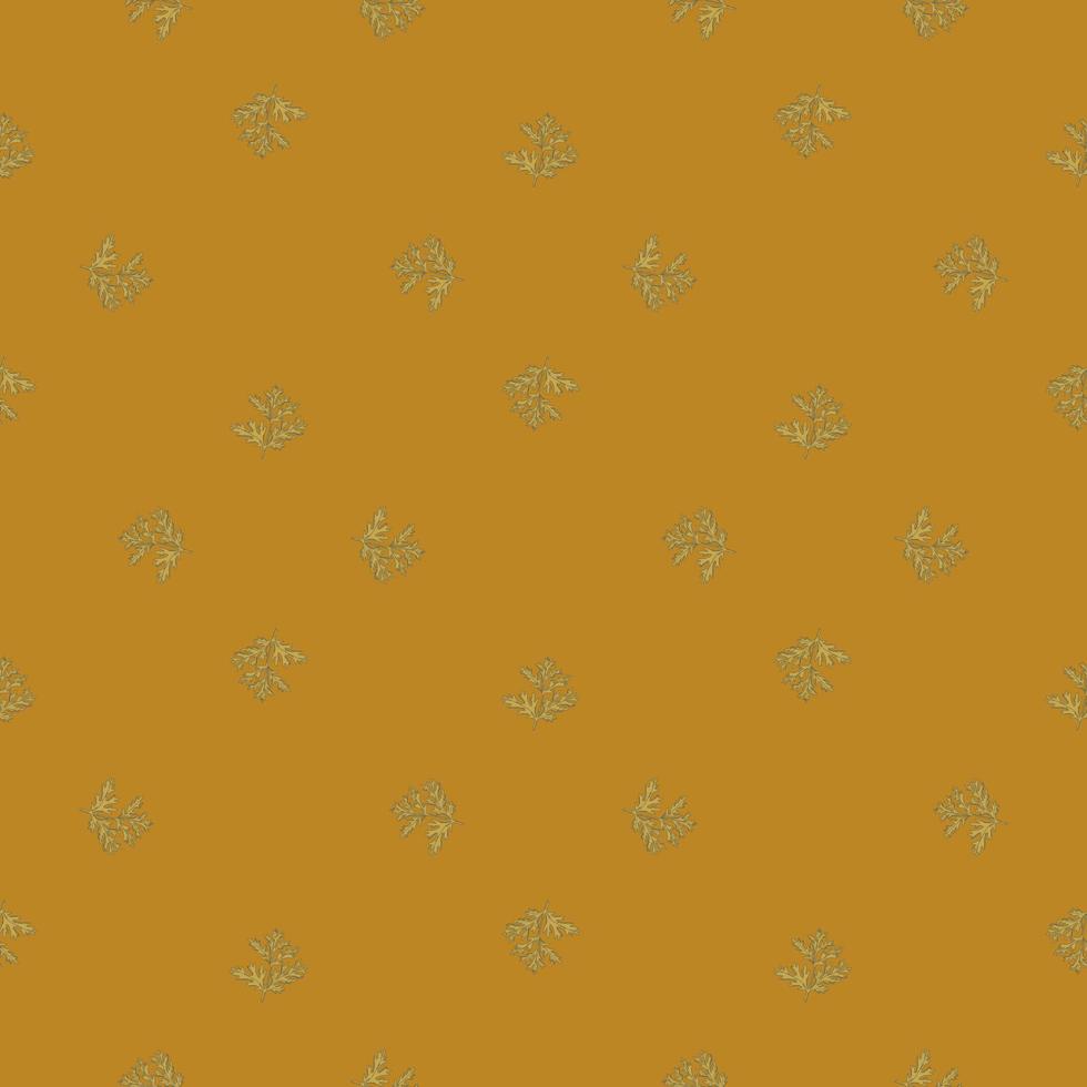 Seamless pattern wormwood on orange background. Beautiful plant ornament. Geometrical texture template for fabric. vector