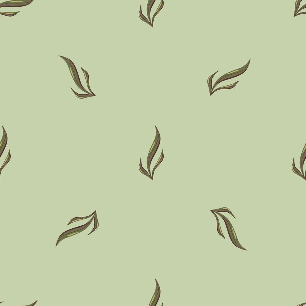 Seamless pattern seaweed on pastel green background. Marine flora templates for fabric. vector