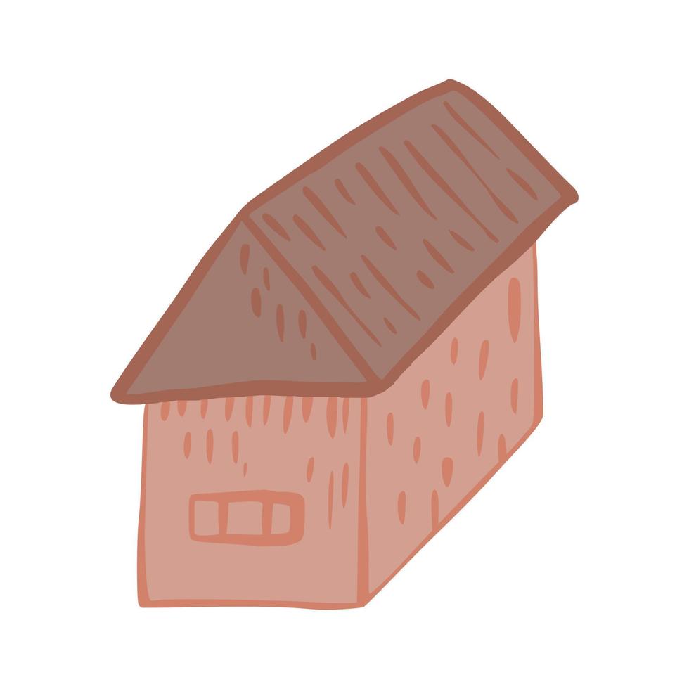 House isolated on white background. Home brown color in doodle. vector