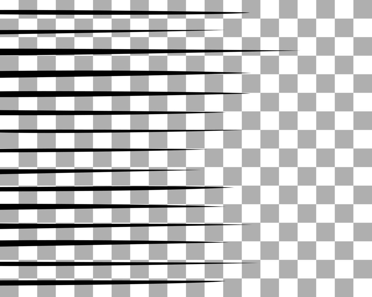 esbozar efectos de manga sobre fondo transparente. las líneas laterales negras verticales izquierdas salpican textura para cómics. vector