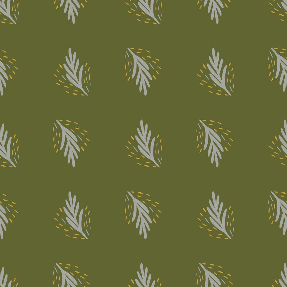 ramita de abeto de patrones sin fisuras sobre fondo verde. plantilla geométrica vectorial en estilo garabato. textura del bosque de navidad. vector