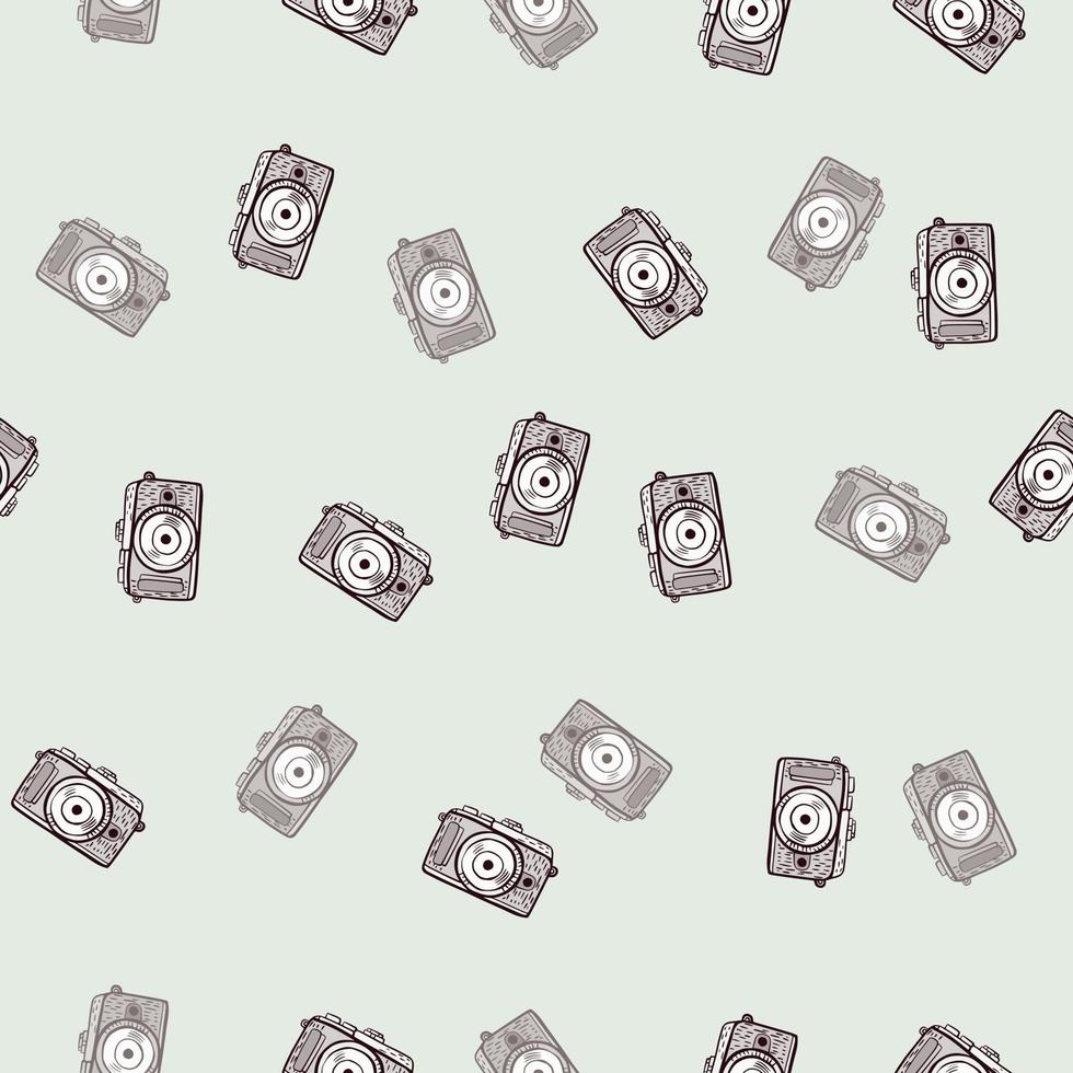 Photo camera seamless pattern. Cute vintage cameras background. vector