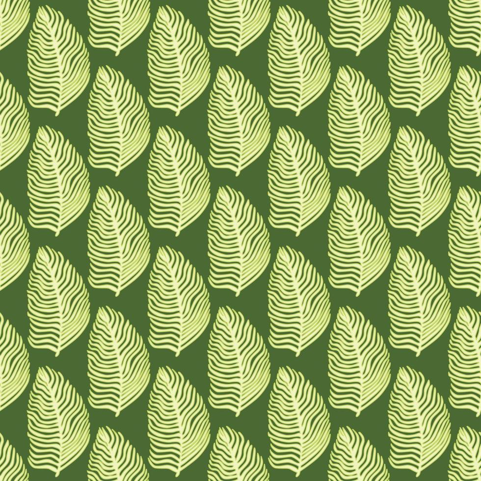 Organic palm leaf seamless pattern with hand drawn foliage print. Simple color background. Vector illustration for seasonal textile.
