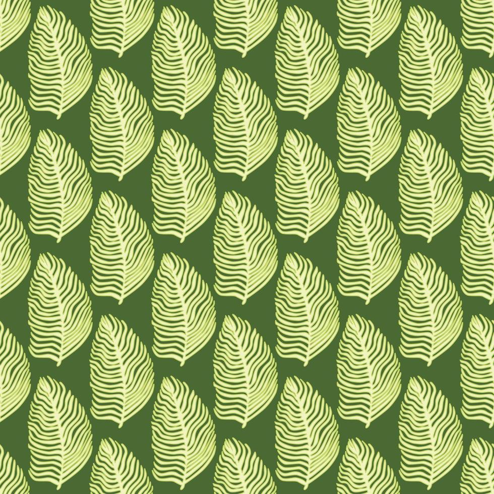 Organic palm leaf seamless pattern with hand drawn foliage print. Simple color background. Vector illustration for seasonal textile.