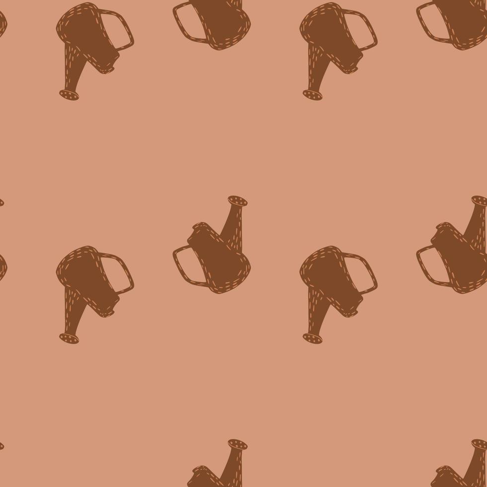 Watering can seamless pattern. Garden background. vector