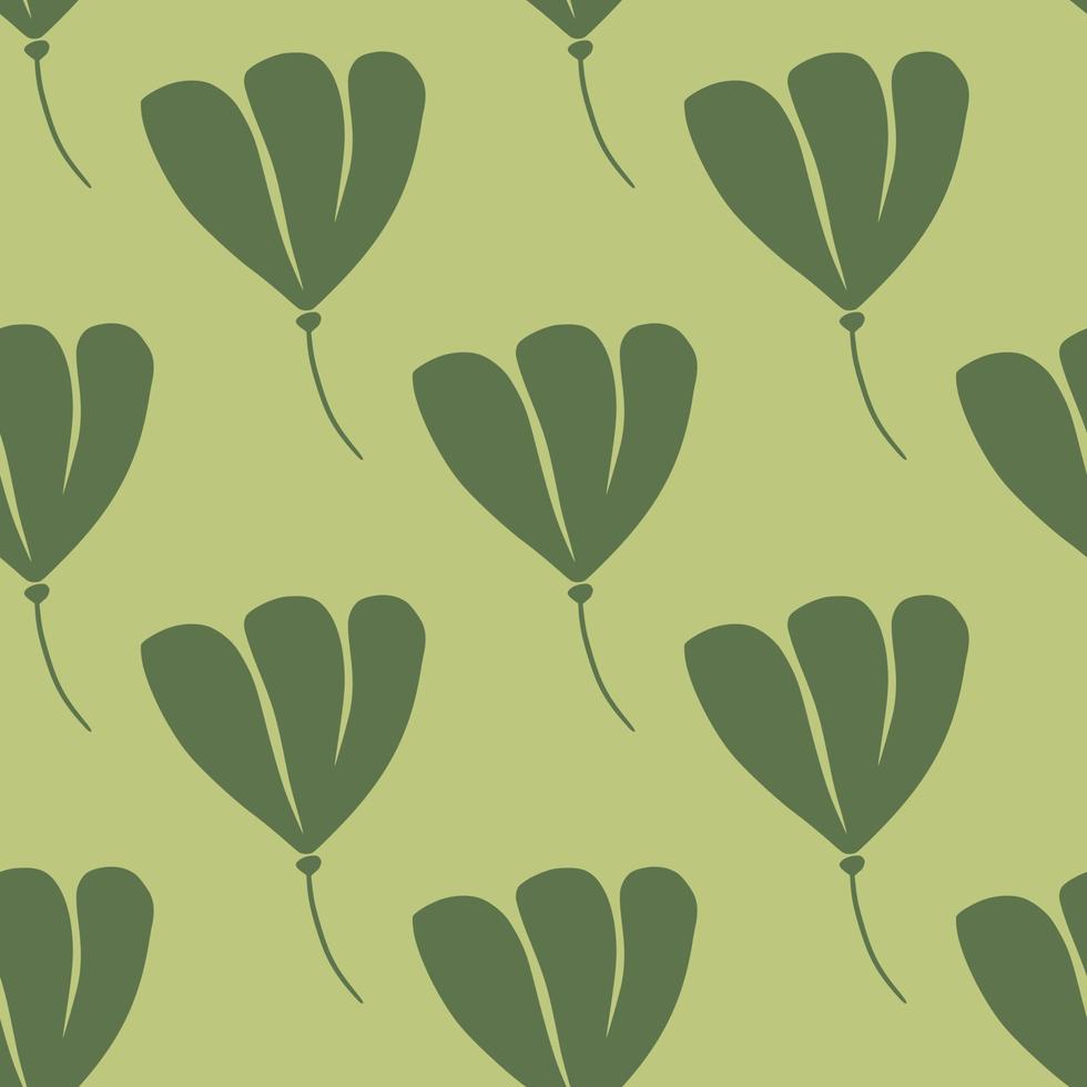 Green pale seamless pattern with botanic cosmos flowers elements print. Natural petal bloom backdrop. vector