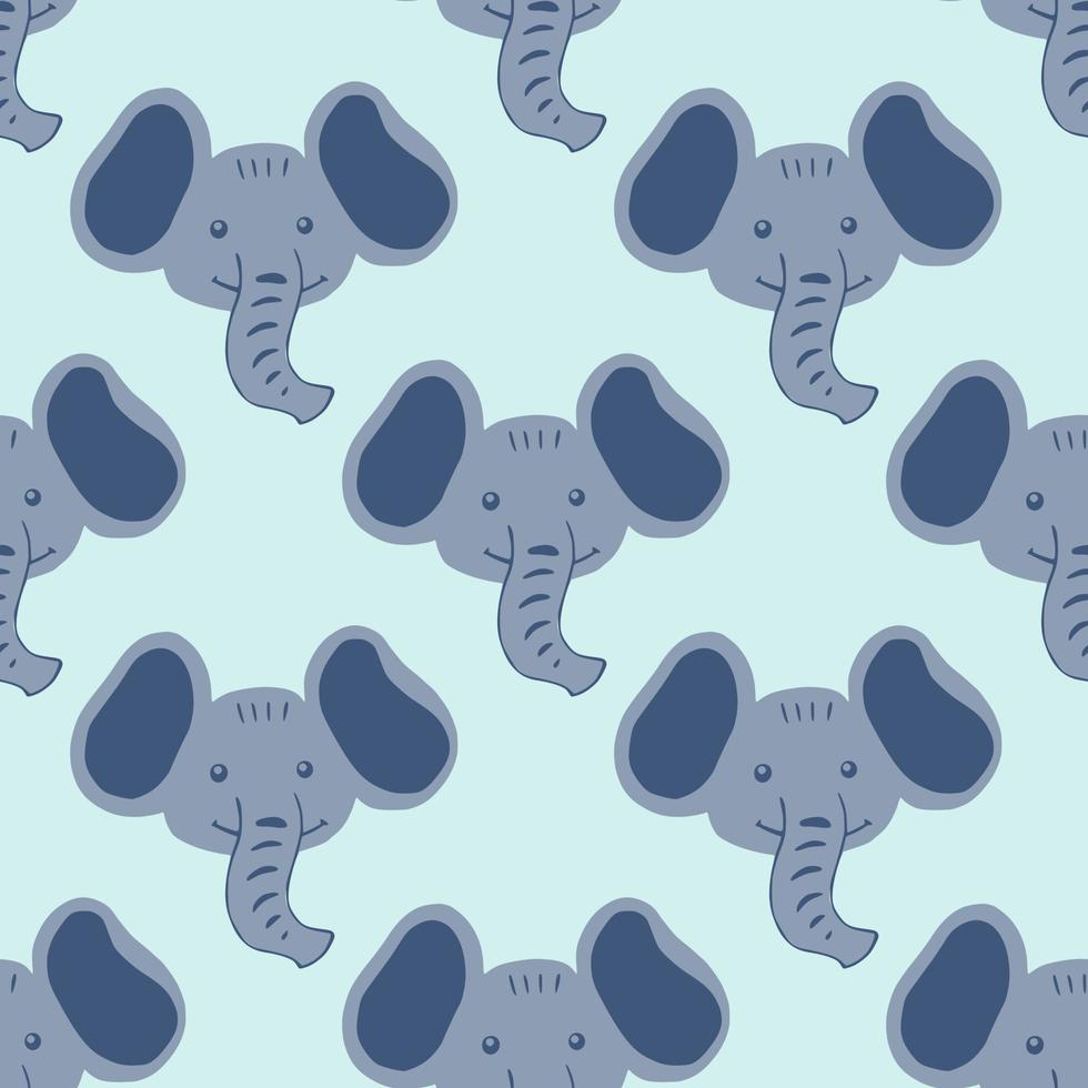patrón de elefante sin fisuras en estilo a mano alzada. animales de cabeza sobre fondo colorido. ilustración vectorial para textiles. vector