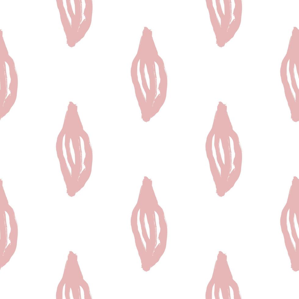 Isolated seamless botanic pattern with abstract leaf ornament. Pink print on white background. vector