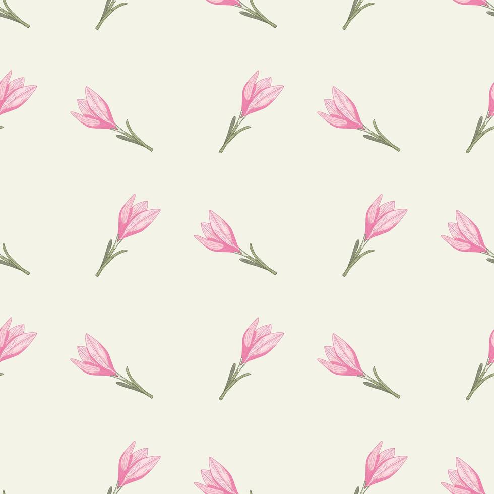 patrón floral aislado sin fisuras en estilo geométrico con formas de elementos de flores rosas. Fondo blanco. vector
