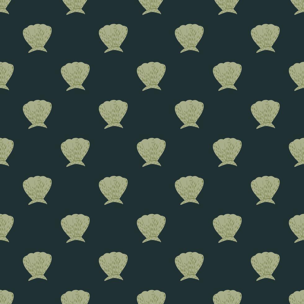 Seamless pattern seashells. Cute conch in doodle style vector