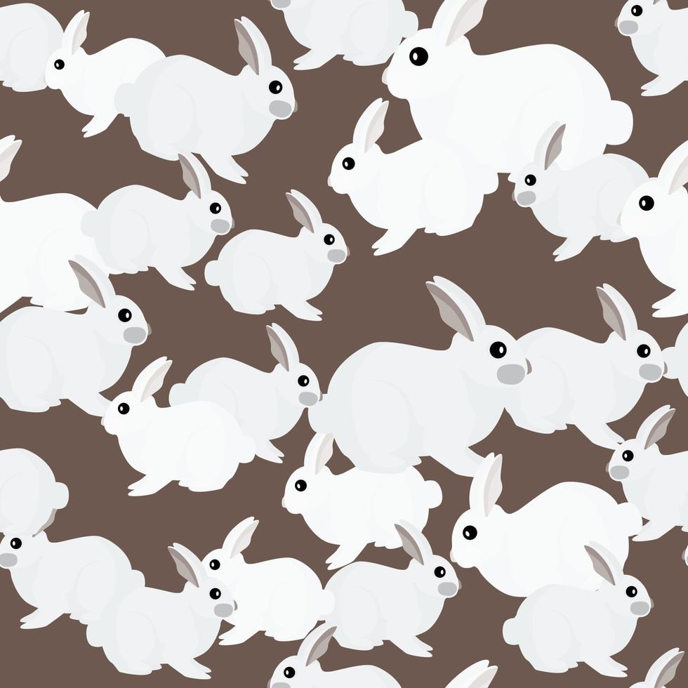 Seamless pattern of rabbit. Domestic animals on colorful background. Vector illustration for textile.