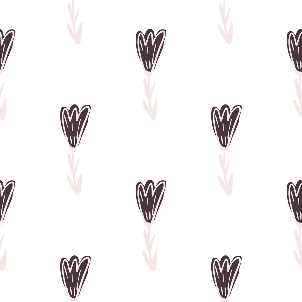 Isolated botanic hand drawn pattern with simple flower ornament. White background. vector