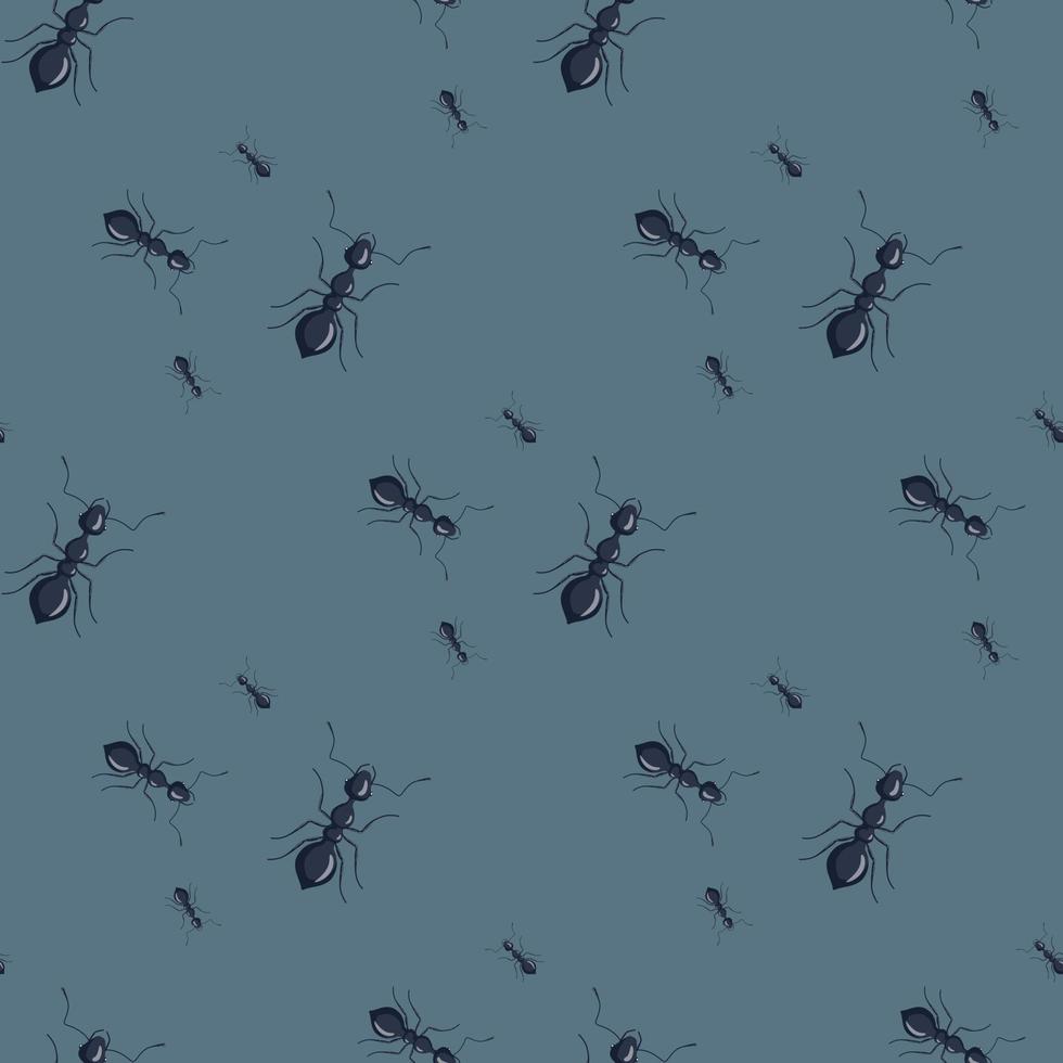 Ants seamless pattern. Insects on colorful background. Vector illustration for textile