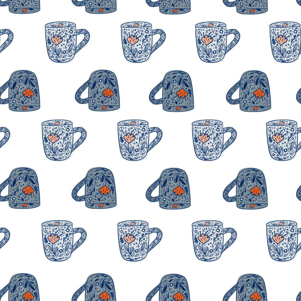 lindas tazas de patrones sin fisuras. fondo de la hora del té. vector