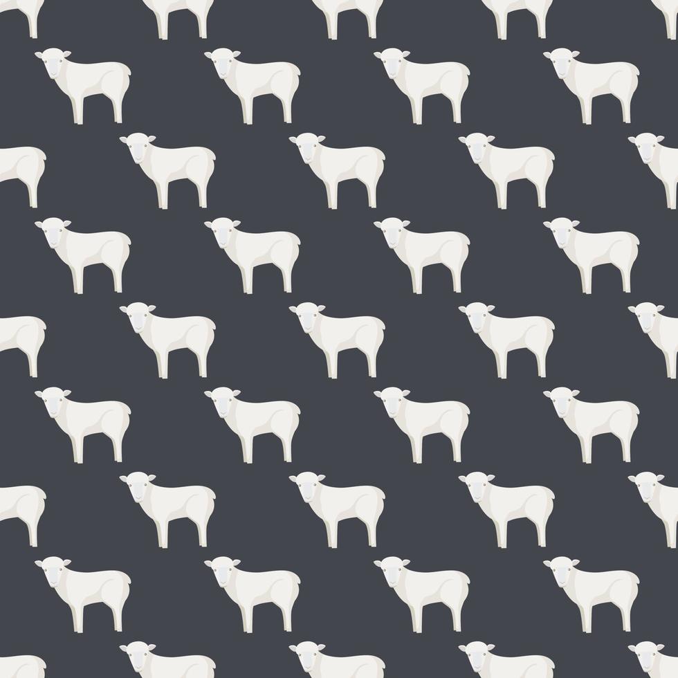 Seamless pattern of sheep. Domestic animals on colorful background. Vector illustration for textile.