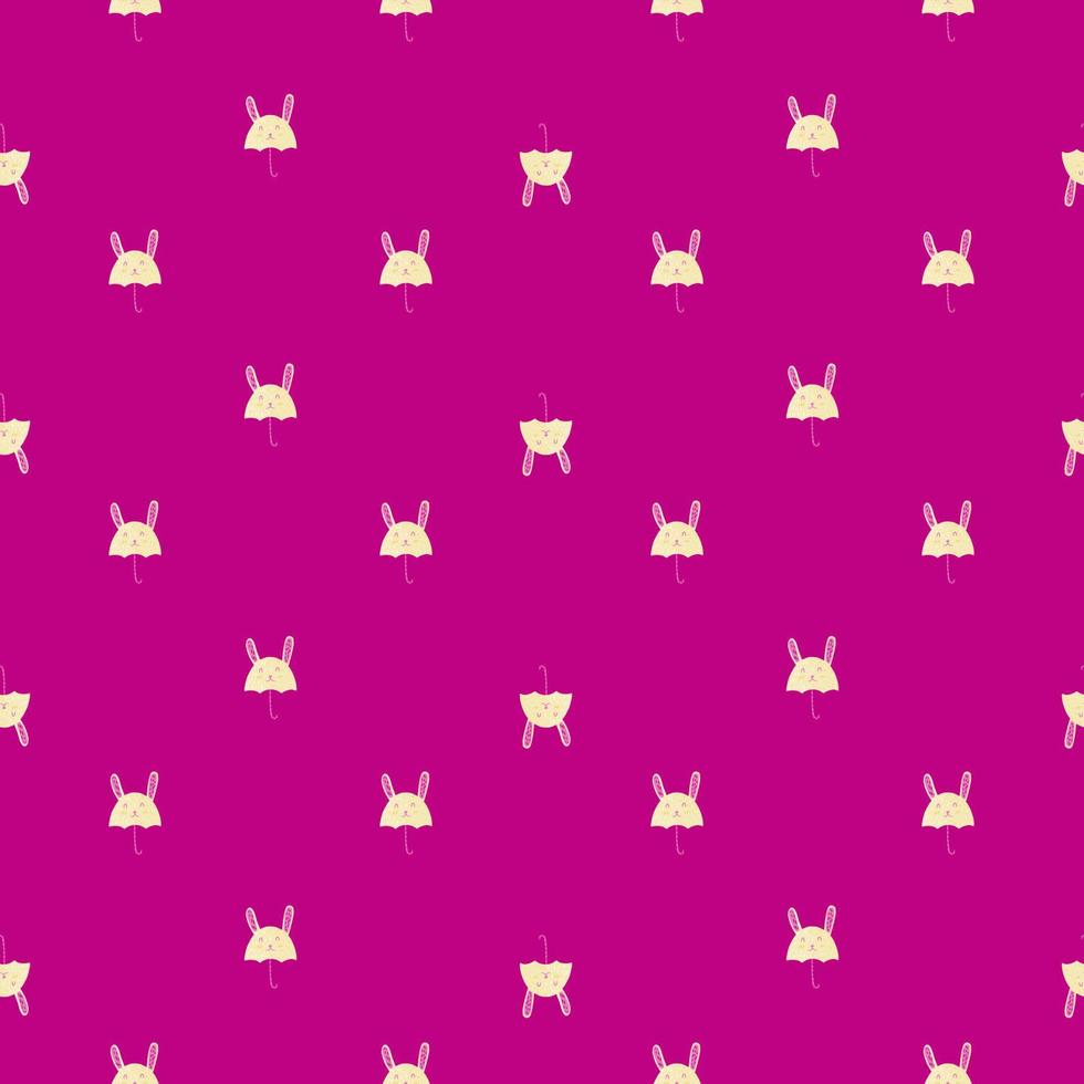 Umbrella bunny seamless pattern. Funny characters background. vector