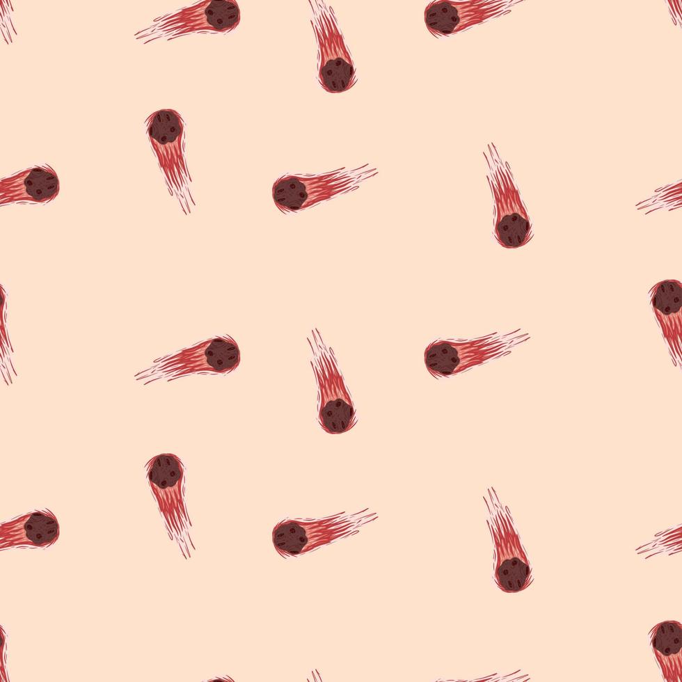 Meteor shower seamless pattern. Hand drawn comets fly background. vector
