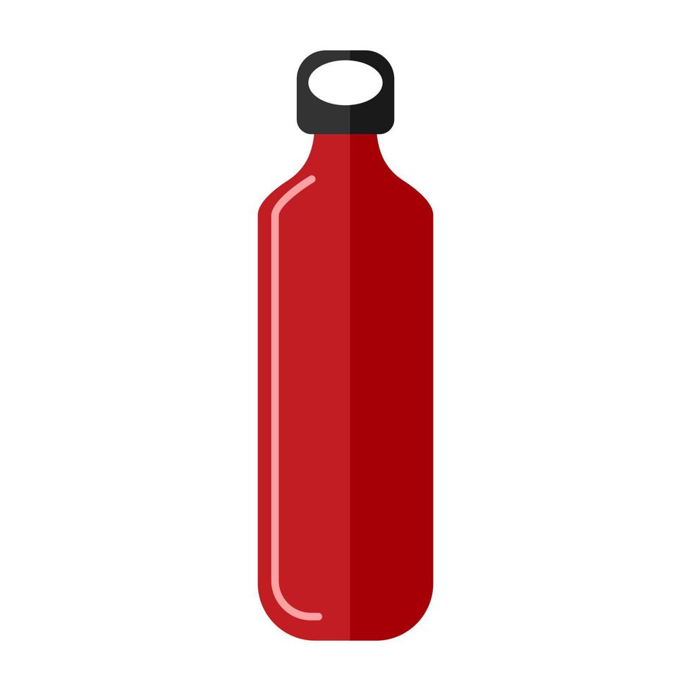 Gas cylinder isolated on white background. Red propane bottle with black cap icon container in flat style. Contemporary canister fuel storage vector