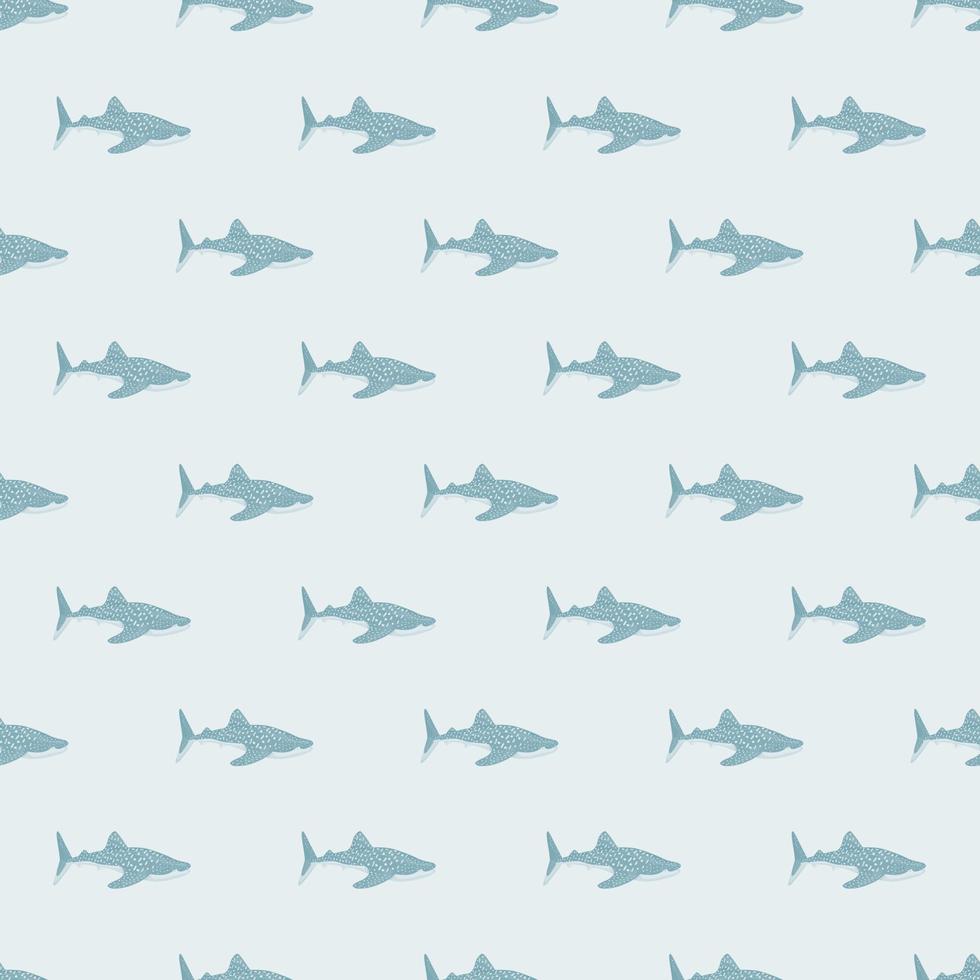 Whale shark seamless pattern in scandinavian style. Marine animals background. Vector illustration for children funny textile.