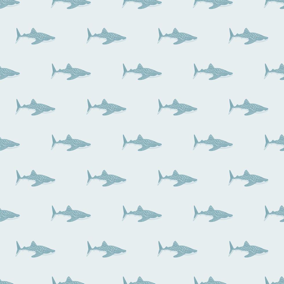 Whale shark seamless pattern in scandinavian style. Marine animals background. Vector illustration for children funny textile.