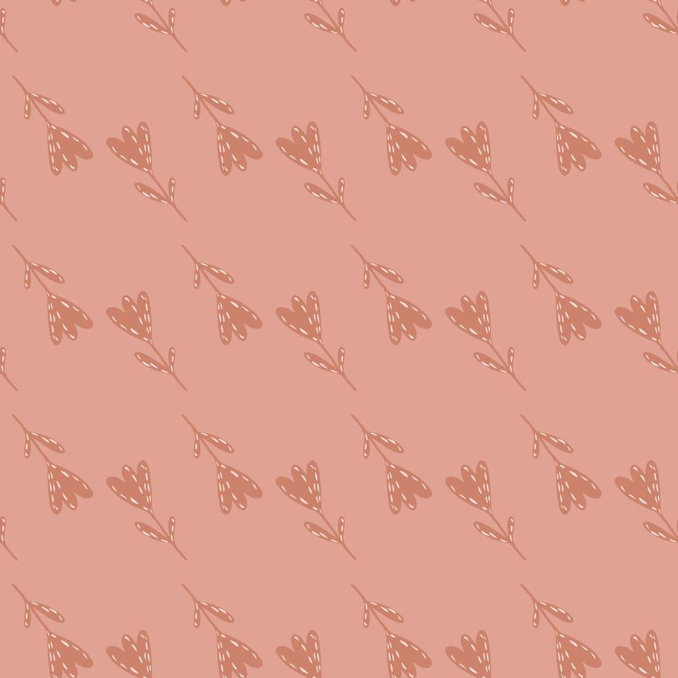 Pale pink seamless spring pattern with hand drawn tulip silhouettes. Botanic print. vector