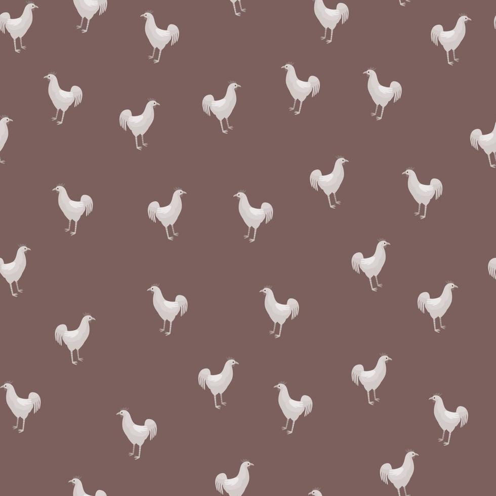 Seamless pattern of rooster. Domestic animals on colorful background. Vector illustration for textile.