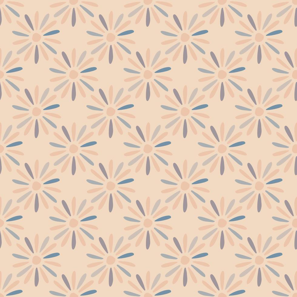 Abstract floral seamless pattern with daisy flowers silhouettes on light pink background. vector