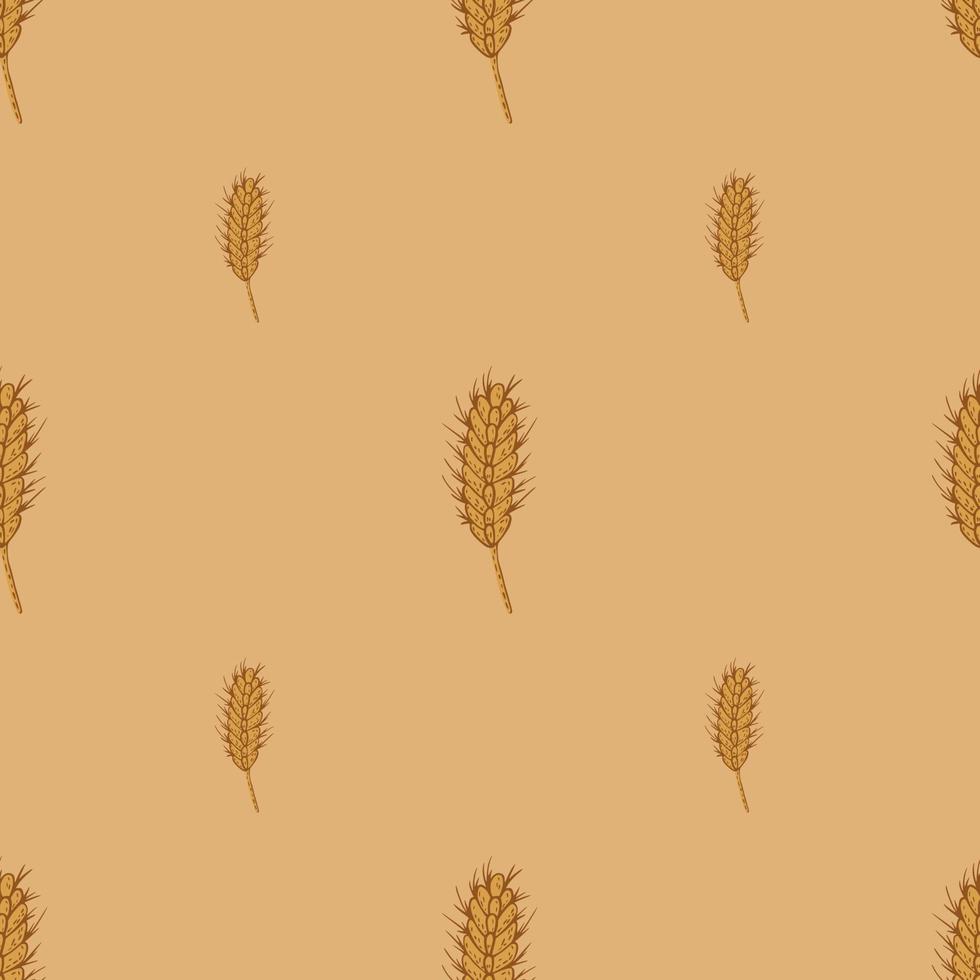 Wheat seamless pattern. Cereal crop sketch. vector