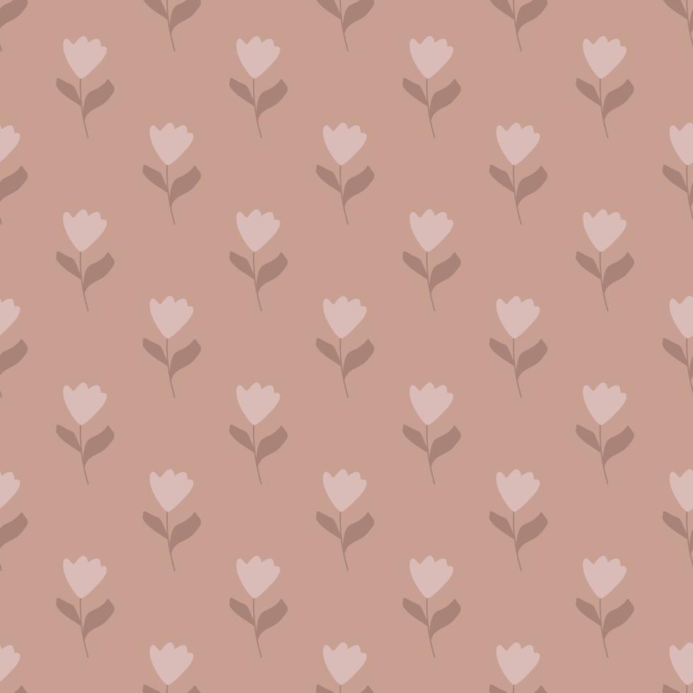 Pale tones seamless pattern with doodle tulip flowers shapes. Bloom backdrop in hand drawn style. vector