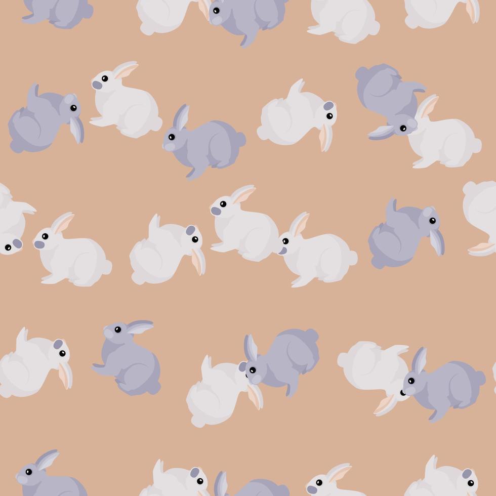 Seamless pattern of rabbit. Domestic animals on colorful background. Vector illustration for textile.