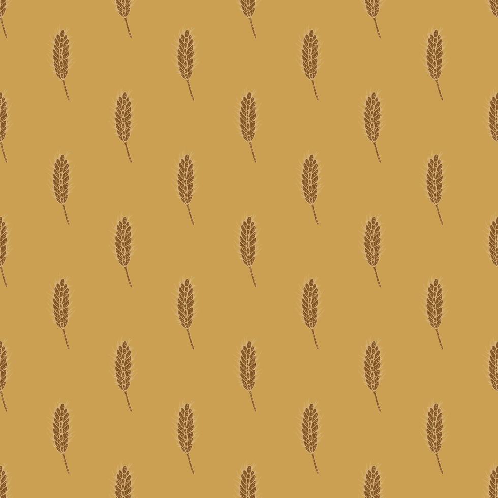 Wheat seamless pattern. Cereal crop sketch. vector